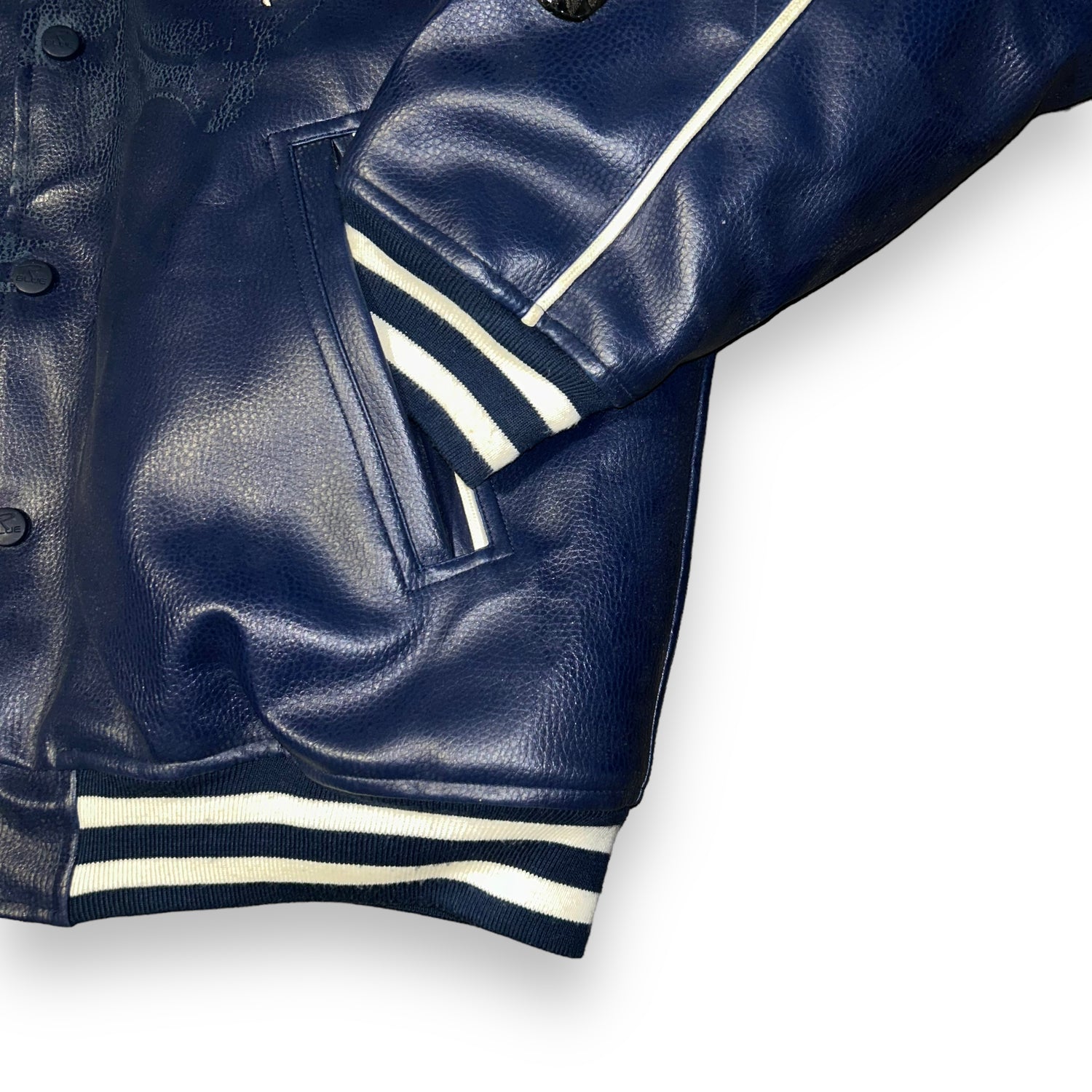 Vintage Hip-Hop Raw Blue Leather Jacket (L/XL)