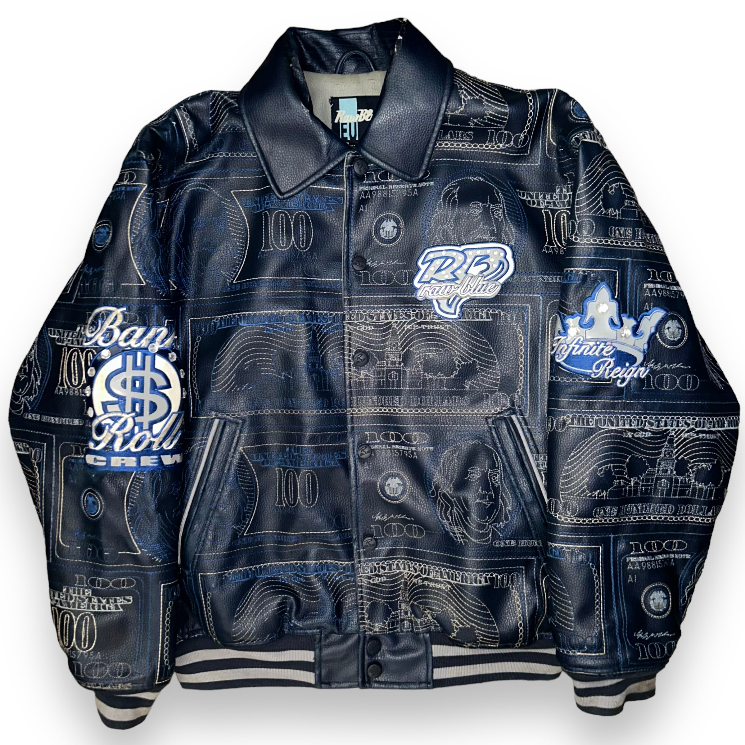 Vintage Hip-Hop Raw Blue Leather Jacket (M/L)