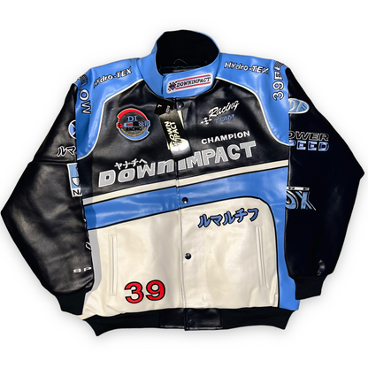 Down Impact Vintage Racing Leather Jacket (XXL)