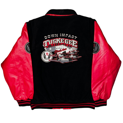 Hip-Hop Vintage Leather and Wool Reversible Impact Down Bomber (L and XL)
